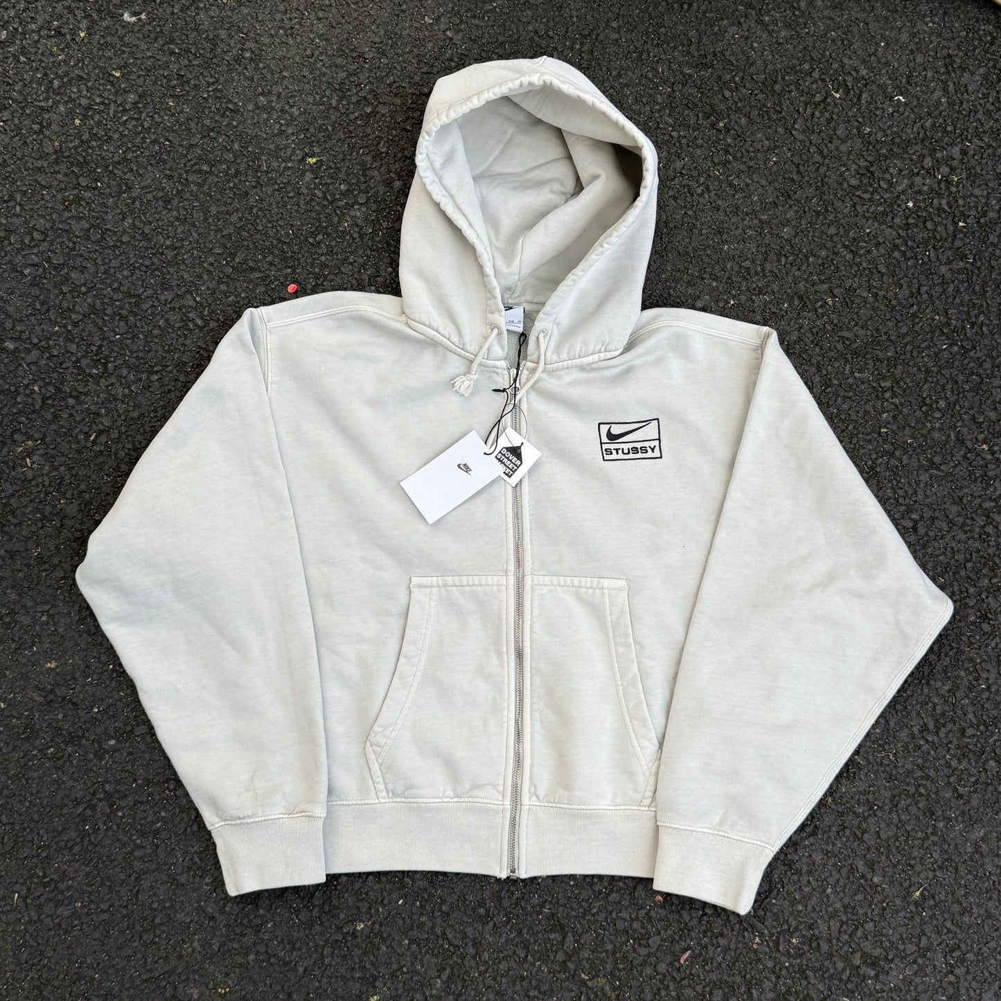 Stussy x Nike Pigment Dyed Full Zip Hoody Light Bone
